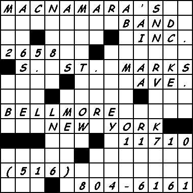 MacNamara's Band Crossword Puzzles